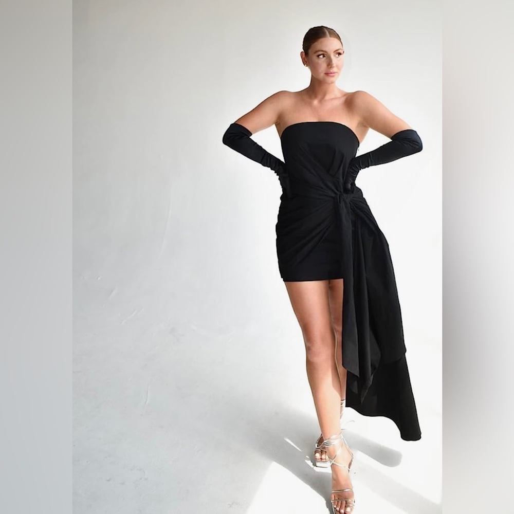 Caroline Crawford Patterson x The Drop: Women's Black Side Bow Mini Dress